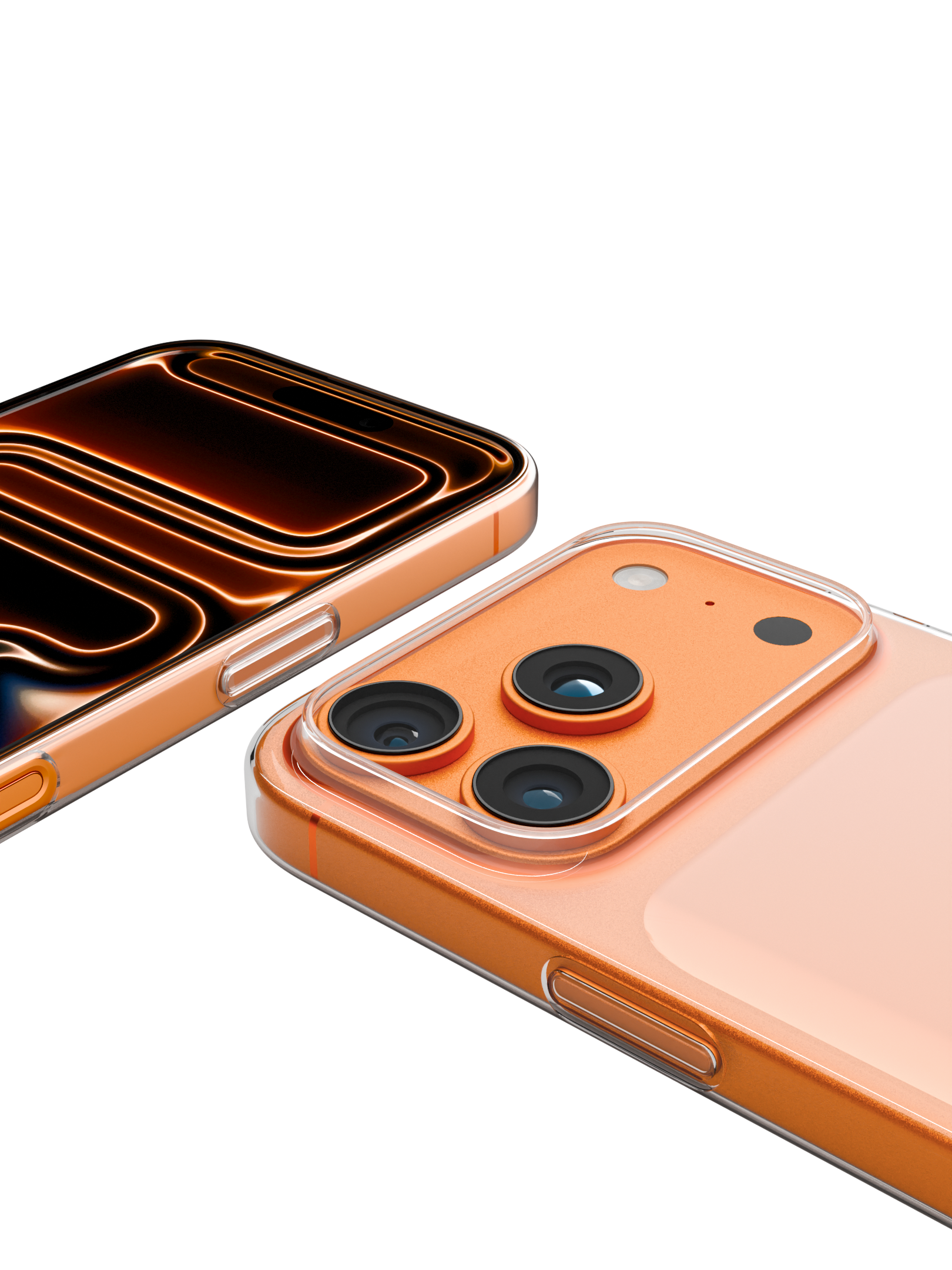 два iphone 17pro (max) в чехле - близкий ракурс